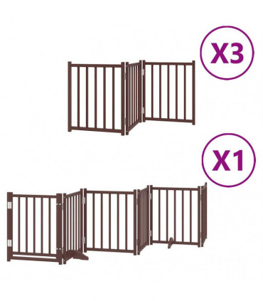 vidaXL Dog Gate with Door Foldable 15 Panels Brown 750 cm Poplar Wood