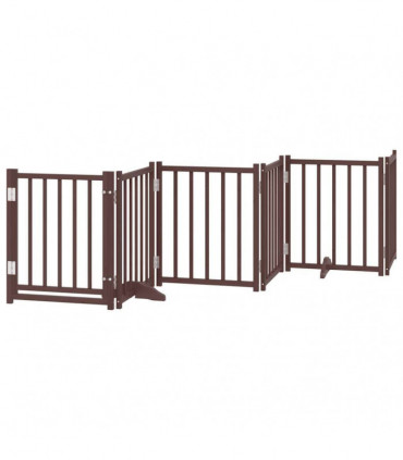vidaXL Dog Gate with Door Foldable 15 Panels Brown 750 cm Poplar Wood