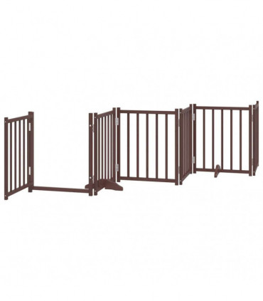vidaXL Dog Gate with Door Foldable 15 Panels Brown 750 cm Poplar Wood