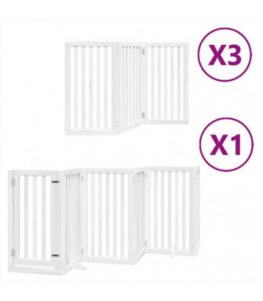 vidaXL Dog Gate with Door Foldable 15 Panels White 750 cm Poplar Wood