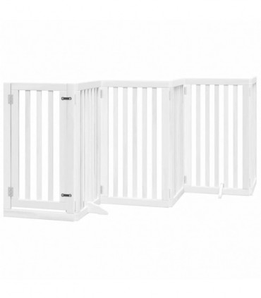 vidaXL Dog Gate with Door Foldable 15 Panels White 750 cm Poplar Wood