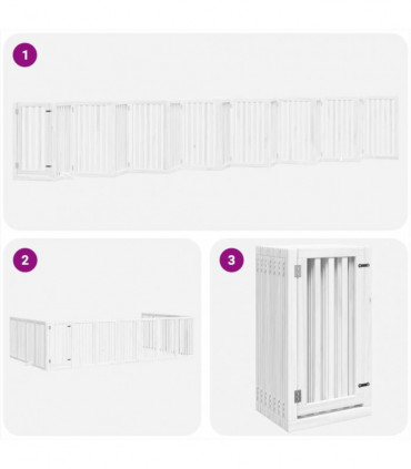 vidaXL Dog Gate with Door Foldable 15 Panels White 750 cm Poplar Wood