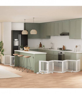 vidaXL Dog Gate with Door Foldable 15 Panels White 750 cm Poplar Wood