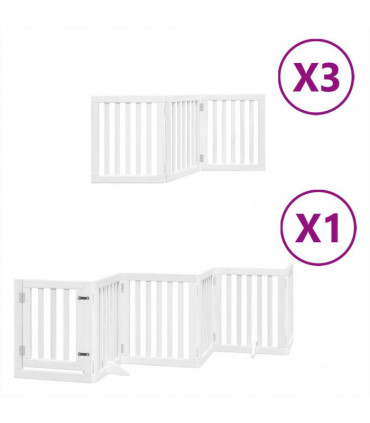 vidaXL Dog Gate with Door Foldable 15 Panels White 750 cm Poplar Wood