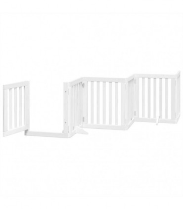 vidaXL Dog Gate with Door Foldable 15 Panels White 750 cm Poplar Wood