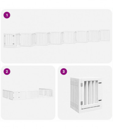 vidaXL Dog Gate with Door Foldable 15 Panels White 750 cm Poplar Wood