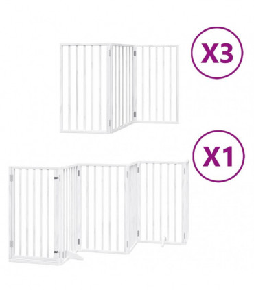 vidaXL Dog Gate with Door Foldable 15 Panels White 750 cm Poplar Wood