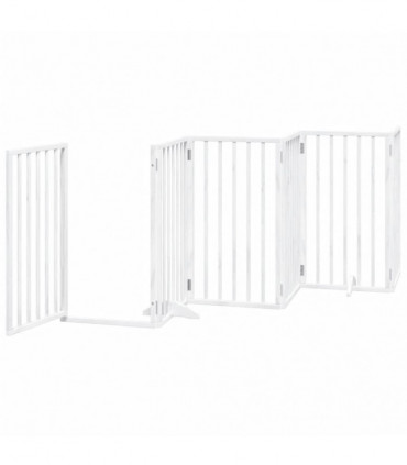 vidaXL Dog Gate with Door Foldable 15 Panels White 750 cm Poplar Wood
