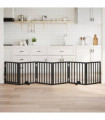vidaXL Dog Gate with Door Foldable 6 Panels Black 300 cm Poplar Wood