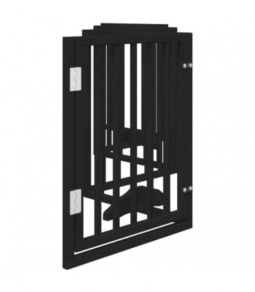 vidaXL Dog Gate with Door Foldable 6 Panels Black 300 cm Poplar Wood