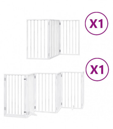 vidaXL Dog Gate with Door Foldable 9 Panels White 450 cm Poplar Wood