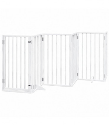 vidaXL Dog Gate with Door Foldable 9 Panels White 450 cm Poplar Wood