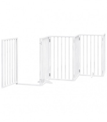 vidaXL Dog Gate with Door Foldable 9 Panels White 450 cm Poplar Wood
