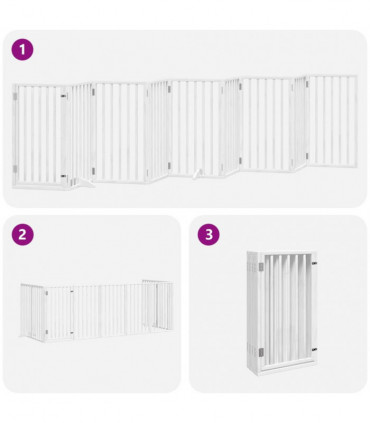 vidaXL Dog Gate with Door Foldable 9 Panels White 450 cm Poplar Wood