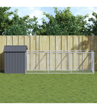 vidaXL Dog House with Roof Anthracite 117x405x123 cm Galvanised Steel