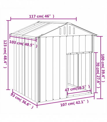 vidaXL Dog House with Roof Light Grey 117x103x123 cm Galvanised Steel