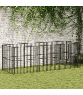 vidaXL Dog Playpen 8 Panels Black Galvanised Steel