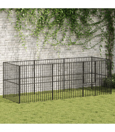 vidaXL Dog Playpen 8 Panels Black Galvanised Steel