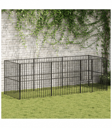 vidaXL Dog Playpen 8 Panels Black Galvanised Steel