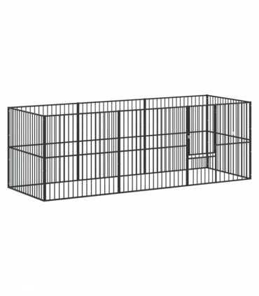 vidaXL Dog Playpen 8 Panels Black Galvanised Steel