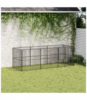 vidaXL Dog Playpen 8 Panels Black Galvanised Steel