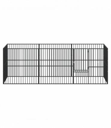 vidaXL Dog Playpen 8 Panels Black Galvanised Steel