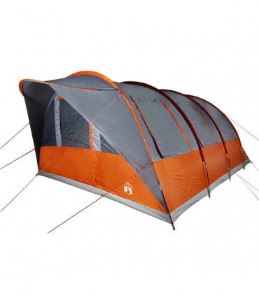 vidaXL Family Tent Tunnel 7-Person Grey and Orange Waterproof