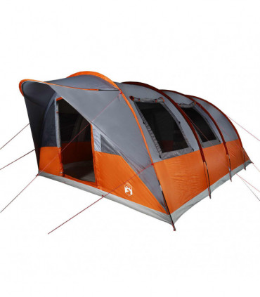 vidaXL Family Tent Tunnel 7-Person Grey and Orange Waterproof