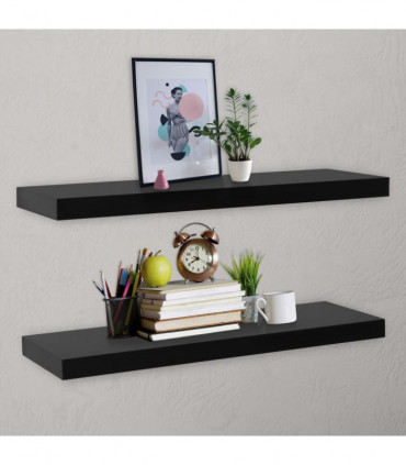 vidaXL Floating Wall Shelves 2 pcs Black 120x20x3.8 cm