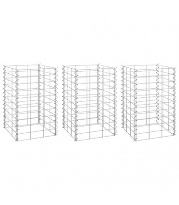 vidaXL Gabion Raised Beds 3 pcs 30x30x50 cm Iron