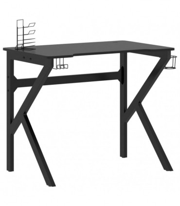 vidaXL Gaming Desk with K Shape Legs Black 90x60x75 cm
