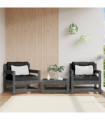 vidaXL Garden Chairs with Cushions 2 pcs Grey Solid Wood Pine