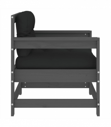 vidaXL Garden Chairs with Cushions 2 pcs Grey Solid Wood Pine