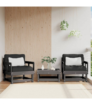 vidaXL Garden Chairs with Cushions 2 pcs Grey Solid Wood Pine
