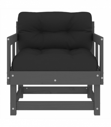 vidaXL Garden Chairs with Cushions 2 pcs Grey Solid Wood Pine