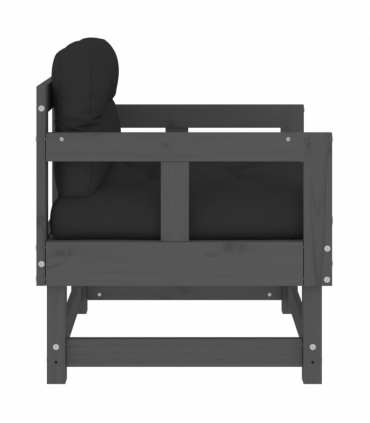 vidaXL Garden Chairs with Cushions 2 pcs Grey Solid Wood Pine