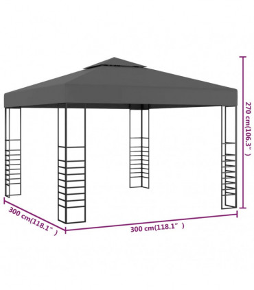 vidaXL Garden Marquee 3x3 m Anthracite