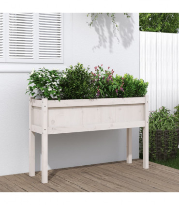 vidaXL Garden Planter with Legs White 110x31x70 cm Solid Wood Pine