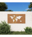 vidaXL Garden Wall Decoration 105x55 cm Corten Steel World Map Design