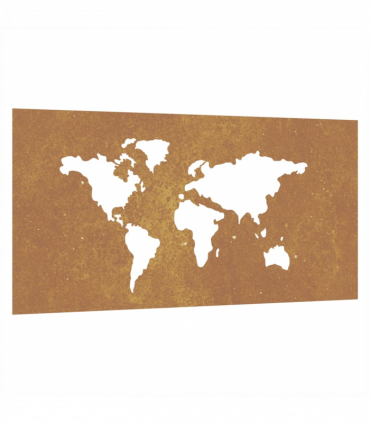 vidaXL Garden Wall Decoration 105x55 cm Corten Steel World Map Design