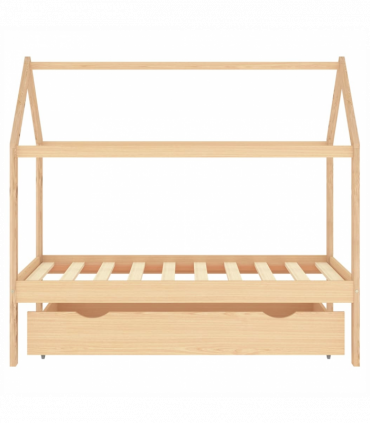 vidaXL Kids Bed Frame with a Drawer Solid Pine Wood 80x160 cm