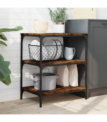 vidaXL Kitchen Trolley Smoked Oak 60x41x76 cm Engineered Wood