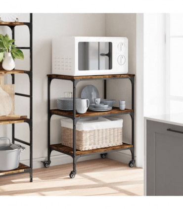 vidaXL Kitchen Trolley Smoked Oak 60x41x76 cm Engineered Wood