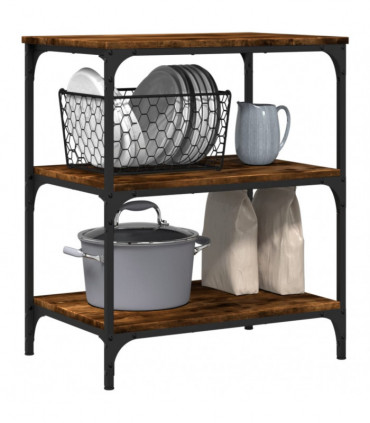 vidaXL Kitchen Trolley Smoked Oak 60x41x76 cm Engineered Wood