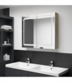vidaXL LED Bathroom Mirror Cabinet White and Oak 80x12x68 cm