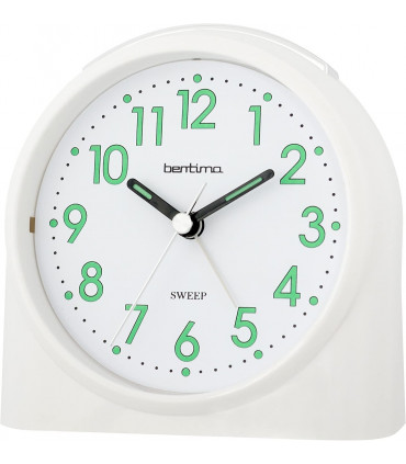 ALARM CLOCK White Classic Sweep Movement Easy-to-Read Numbers One Alarm Function