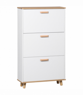 Shoe Storage Cabinet White Particle Board 70L x 23.5W x 122H cm Slimline Design