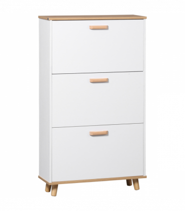 Shoe Storage Cabinet White Particle Board 70L x 23.5W x 122H cm Slimline Design