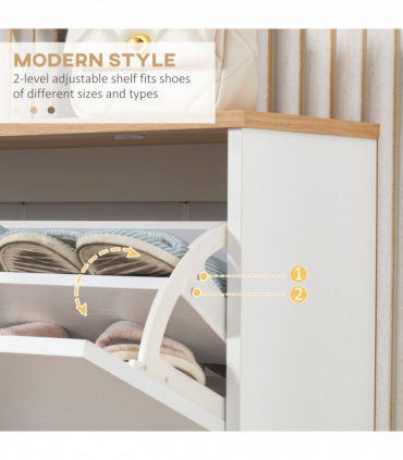 Shoe Storage Cabinet White Particle Board 70L x 23.5W x 122H cm Slimline Design