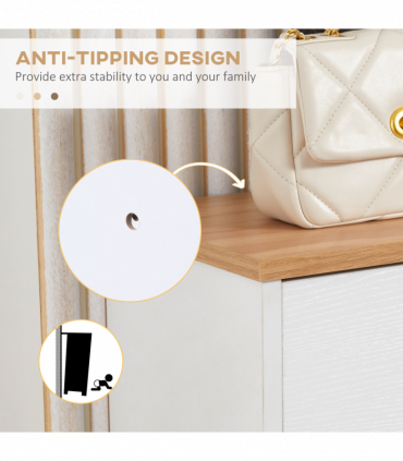 Shoe Storage Cabinet White Particle Board 70L x 23.5W x 122H cm Slimline Design